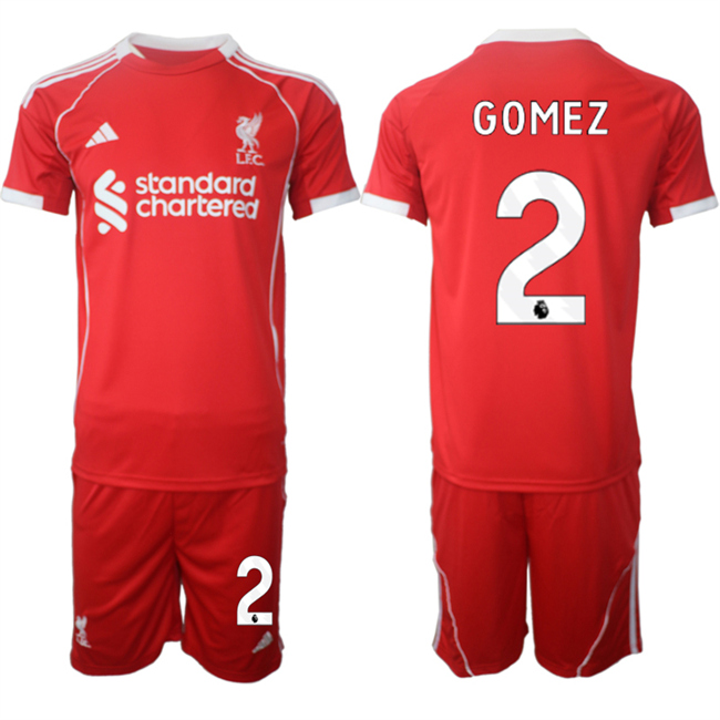Men's Liverpool #2 Joe Gomez 2025 Red Home Soccer Jersey Suit